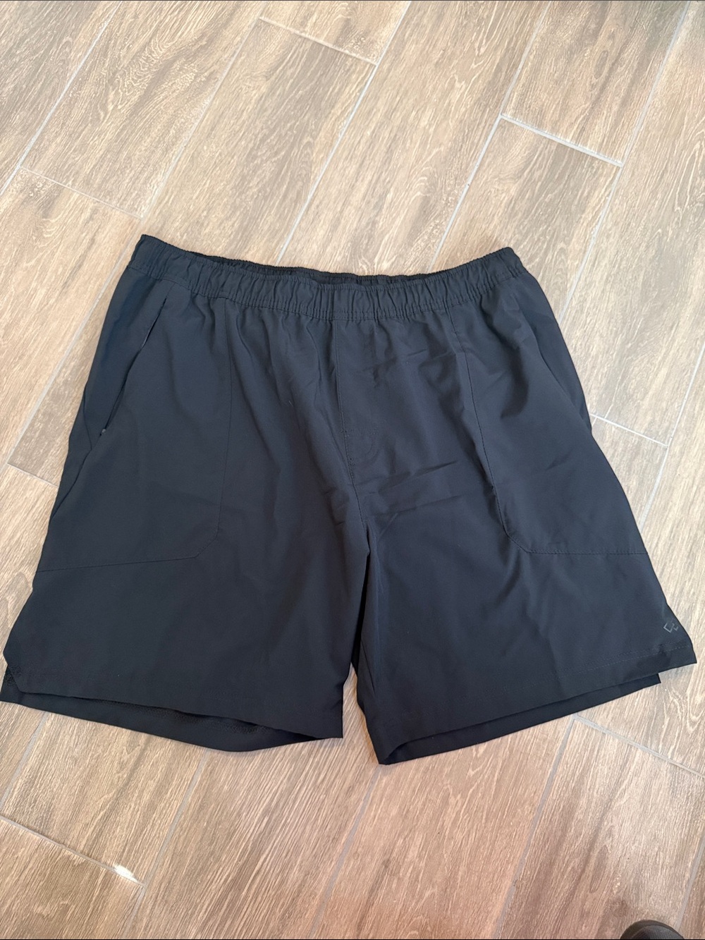 Men's Black Athletic Shorts with Elastic Waistband and Pockets